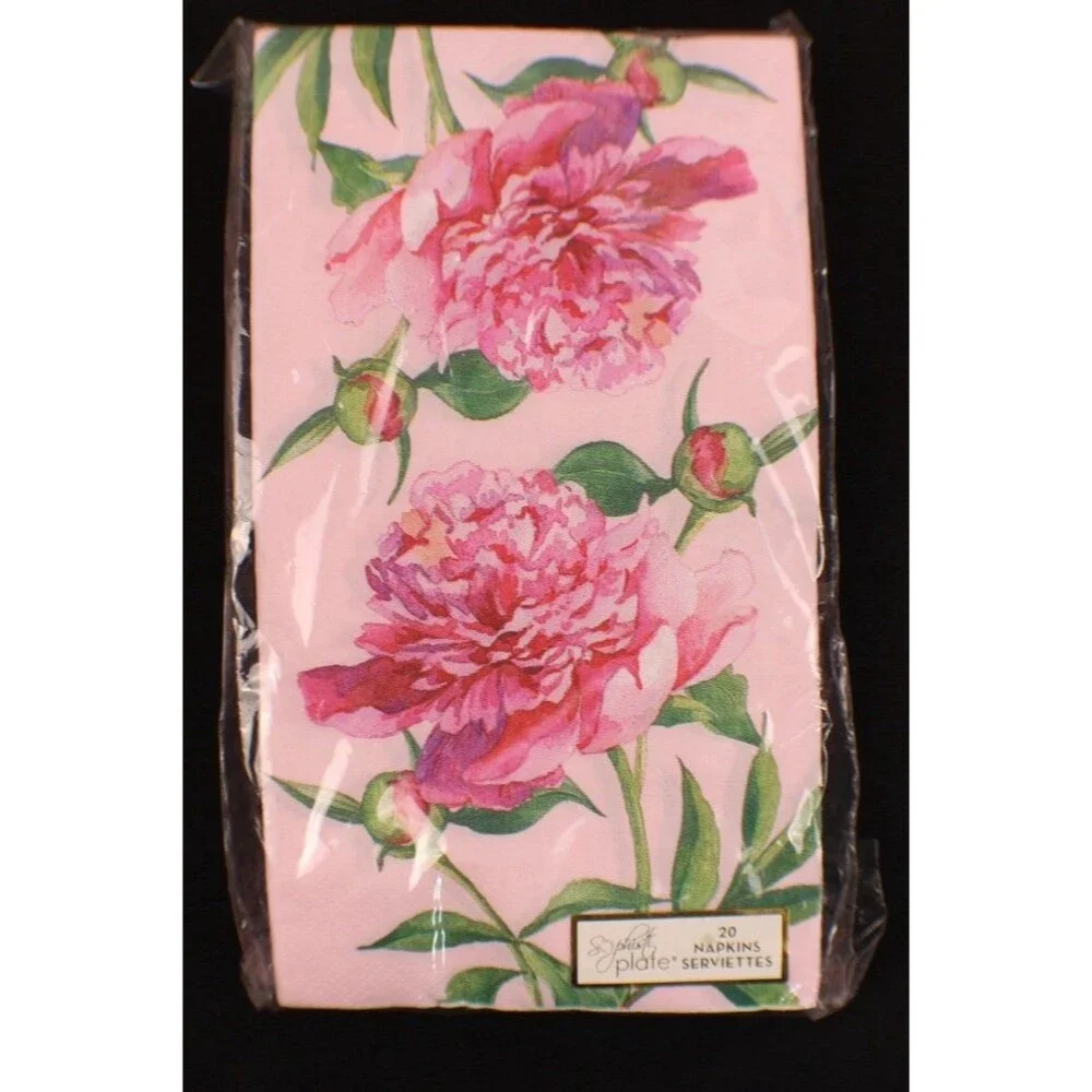Sophistiplate Pink Peonies Guest Towel Paper Napkins Decoupage